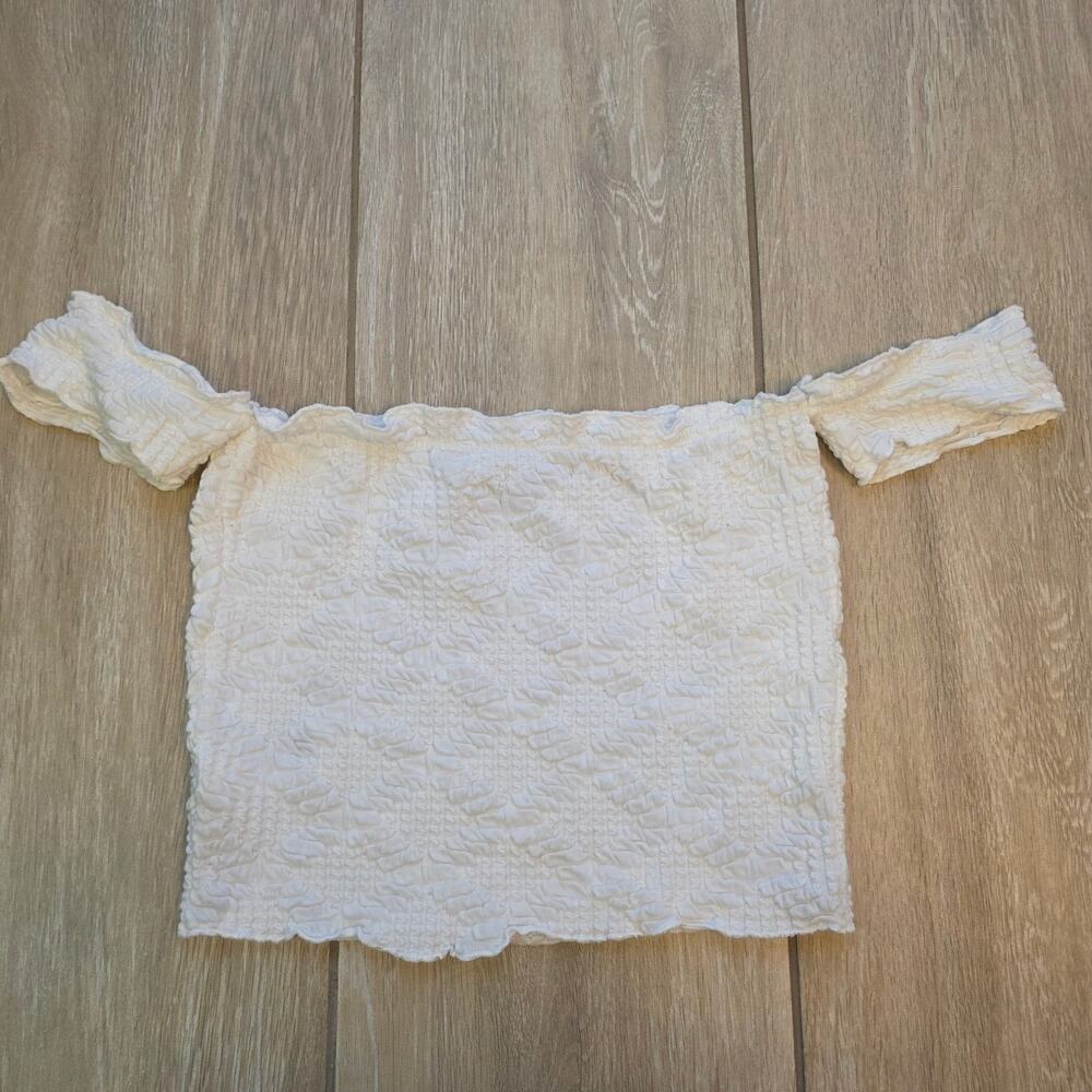 Urban Outfitters Off Shoulder Top Womens M White Smocked Crop Blouse Y2K